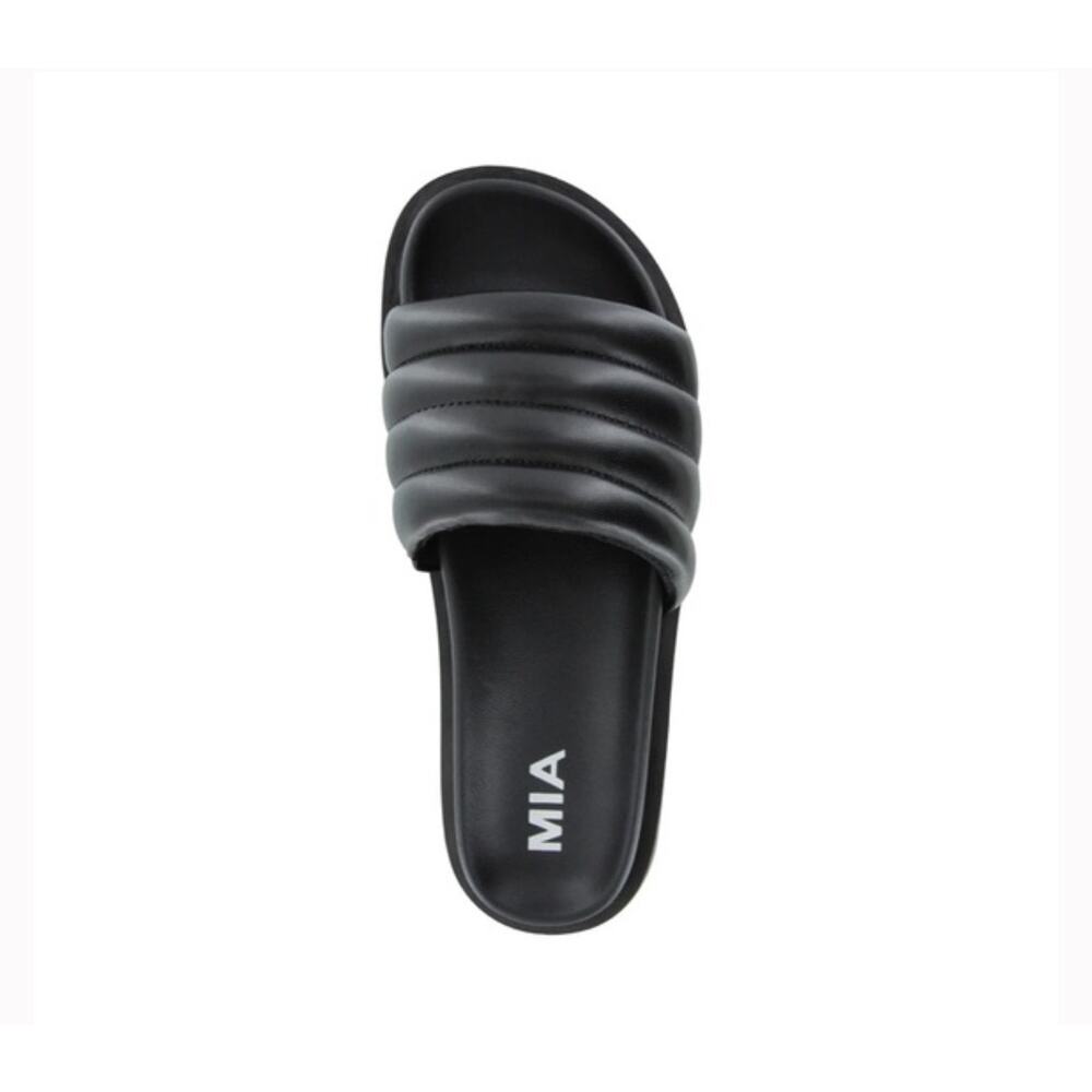 Mia Annaleese Nappa Women's Black Puff Slide‎ Sandals Size 9 M Casual Slip On